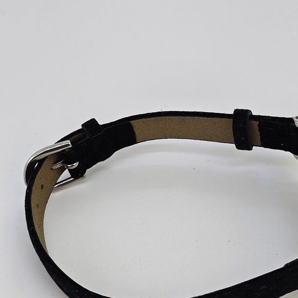 20MM Women's Watch Cream Dial Black Suede Leather Bands New Battery - Picture 12 of 14